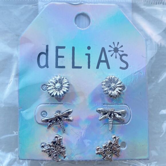 Delias by Dolls Kill Special Souvenir Butterly Dragonfly Flower Earring Set - Picture 1 of 2